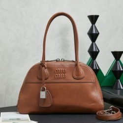 Cloni Borse Imitazioni tote Miu Miu Vivant nappa 5BB199 marrone firmate