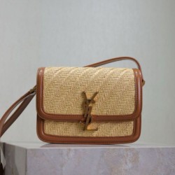 Cloni Qualità superiore replica a tracolla in rafia YSL Saint Laurent Solferino 19cm firmate