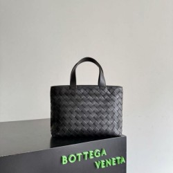 Cloni Borse Imitazioni tote unsex piccola con cerniera intrecciata Bottega Veneta Nero firmate
