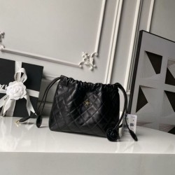 Cloni Borsa a secchiello trapuntata Chanel 26s con coulisse AP5317 Nero firmate
