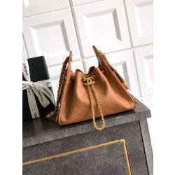 Borsa a secchiello/a spalla Chanel 25 piccola AS5631 pelle trapuntata caviar Marrone
