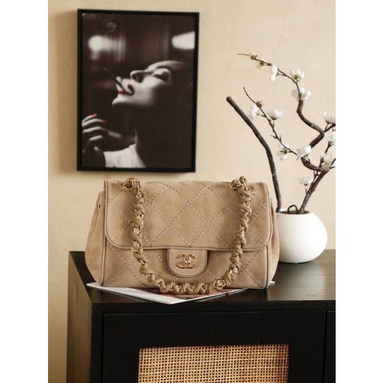 Qualità superiore replica Chanel Maxi Flap scamosciata Marrone