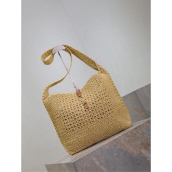 Borsa hobo YSL Saint Laurent Le 5 &agrave; 7 in rafia Naturale