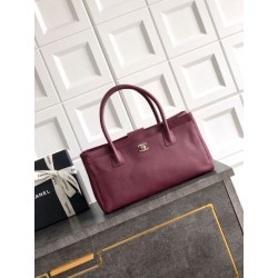 Borse Firmate Replica shopper Chanel Cerf Executive in pelle di vitello 32cm Borgogna