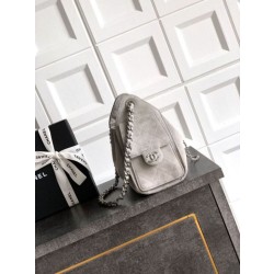 Borse Chanel 25 Mini Hobo AS5631 pelle di vitello scamosciata Grigio