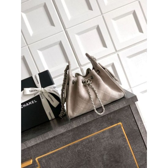 Borse Chanel 25 Mini Hobo AS5631 pelle di vitello scamosciata Grigio