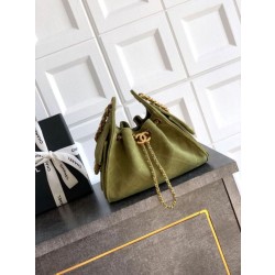 Borse Chanel 25 Mini Hobo AS5631 pelle di vitello scamosciata Verde