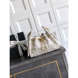 Borse Chanel 25 piccola Hobo tweed multicolore AS5631 bianca