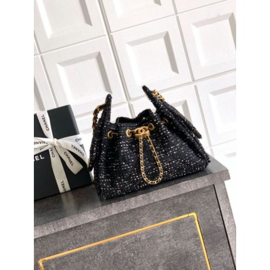 Borse Chanel 25 piccola Hobo tweed multicolore AS5631 Nero
