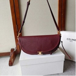 Borse Replica Celine Halfmoon piccola morbida Triomphe bordeaux