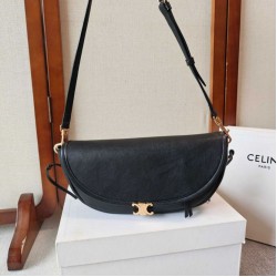 Imitazioni borse griffate Celine Halfmoon piccola morbida Triomphe Nero