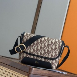 Cloni Borsa a tracolla Dior Jett con patta in jacquard obliquo marrone firmate
