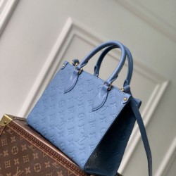 Replica di lusso Borsa tote Louis Vuitton OnTheGo PM M28181 blu Imitazioni Cloni Borsa tote Louis Vuitton OnTheGo PM M28181 blu firmate