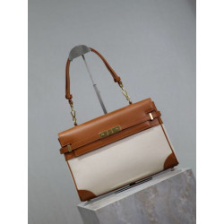 Borsa a tracolla con manico superiore YSL Saint Laurent Manhattan marrone