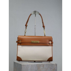 Borsa a tracolla con manico superiore YSL Saint Laurent Manhattan marrone