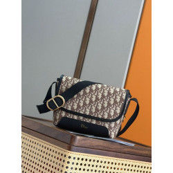 Borsa a tracolla Dior Jett con patta in jacquard obliquo marrone