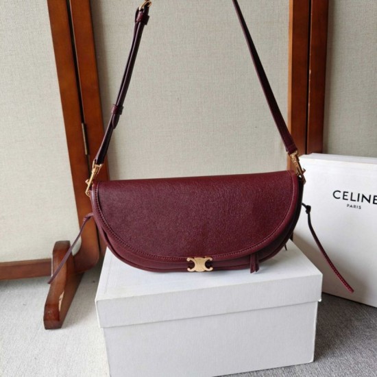 Borse Replica Celine Halfmoon piccola morbida Triomphe bordeaux