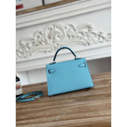 Borsa Hermes Mini Kelly II Sellier Epsom Azzurro chiaro