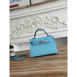 Borsa Hermes Mini Kelly II Sellier Epsom Azzurro chiaro