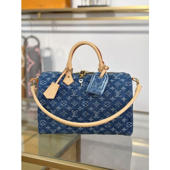 Borsa LV Speedy Soft 30 Monogram Denim M14430 Blu