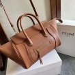 Borsa tote a spalla media Luggage Celine morbida pelle di agnello lucida marrone