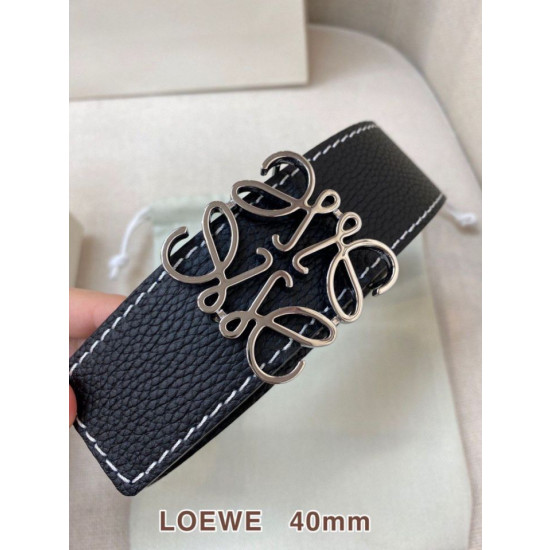 Cintura reversibile Loewe Anagram 40 mm nera/blu navy