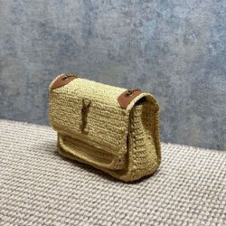 Replica di lusso Borsa a tracolla media Niki Rafia YSL Saint Laurent Imitazioni Cloni Borsa a tracolla media Niki Rafia YSL Saint Laurent firmate