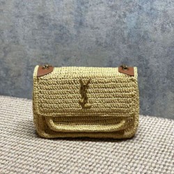Cloni Borsa a tracolla media Niki Rafia YSL Saint Laurent firmate