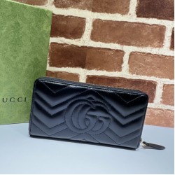 Replica di lusso Portafoglio Gucci GG Marmont trapuntato con cerniera 443123 nero Imitazioni Cloni Portafoglio Gucci GG Marmont trapuntato con cerniera 443123 nero firmate