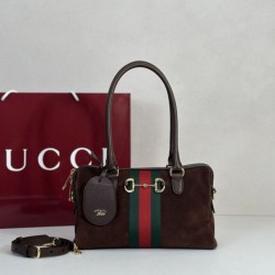 Cloni Borsa Gucci Borsetto Boston media 866732 Scamosciata marrone firmate