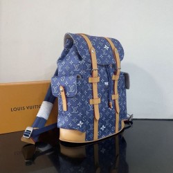 Replica di lusso Zaino LV Christopher MM M27554 Monogram Heritage denim Blu Imitazioni Cloni Zaino LV Christopher MM M27554 Monogram Heritage denim Blu firmate