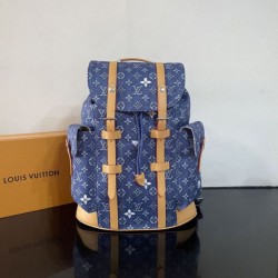Cloni Zaino LV Christopher MM M27554 Monogram Heritage denim Blu firmate