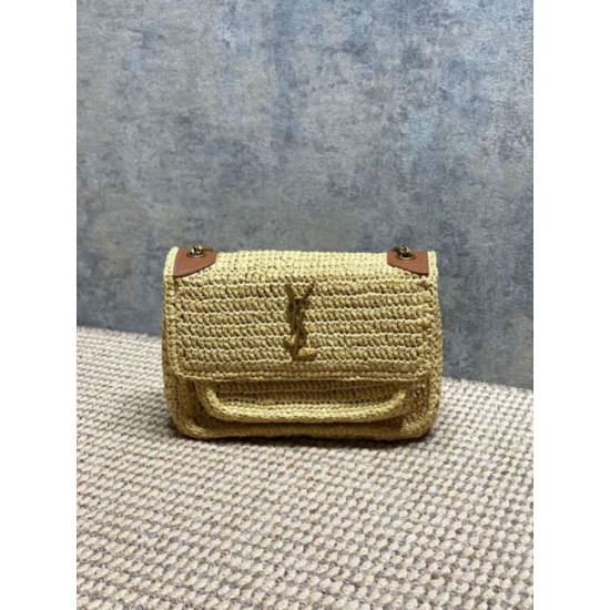 Borsa a tracolla media Niki Rafia YSL Saint Laurent