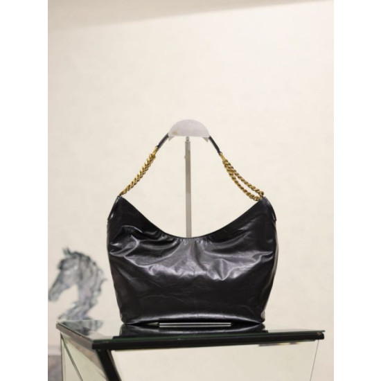 Borsa a tracolla YSL Saint Laurent Hortense Hobo nera