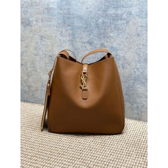 Borsa Hobo Grande YSL Saint Laurent Le 5 &agrave; 7 morbida marrone