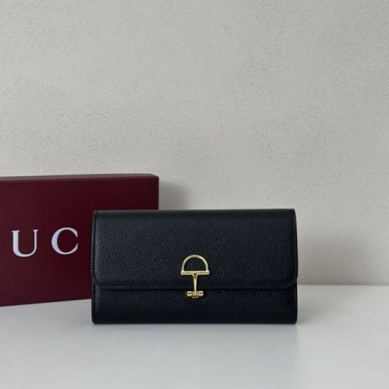di alta qualit&agrave; Portafoglio continentale Gucci Softbit 828147 Nero