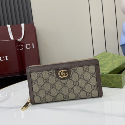 Pari all'originale replica di alta qualit&agrave; Portafoglio Gucci Ophidia con cerniera GG Supreme 772305 marrone