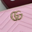 Portafoglio Gucci GG Marmont trapuntato con cerniera 443123 Rosa