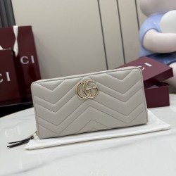 Cloni Qualità superiore replica di alta qualit&agrave; Portafoglio Gucci GG Marmont trapuntato con cerniera 443123 Grigio firmate