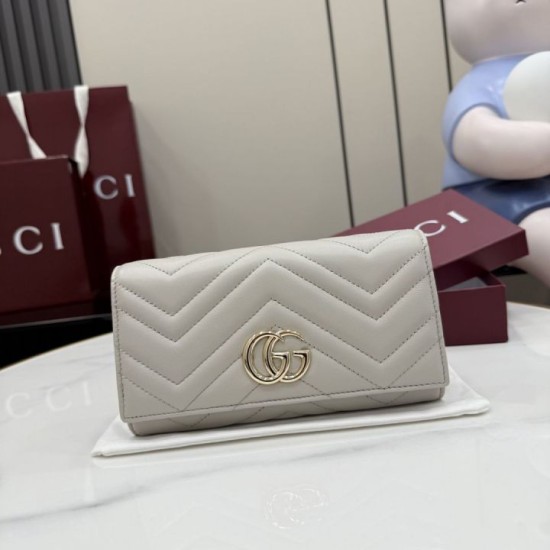 Portafoglio continentale Gucci GG Marmont 443436 grigio