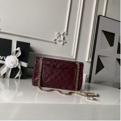 Cloni Borsa Chanel Reissue 2.55 26S pelle rugosa/gonfia Double Flap A37586 Borgogna firmate