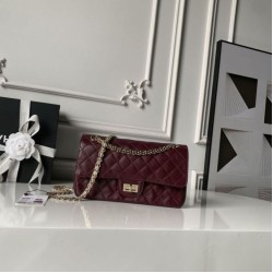 Cloni Borsa Chanel Reissue 2.55 26S pelle rugosa/gonfia Double Flap A37586 Borgogna firmate