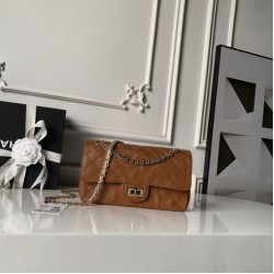 Cloni Borse Replica Alta Qualità Chanel Reissue 2.55 26S pelle rugosa/gonfia Double Flap A37586 Giallo firmate