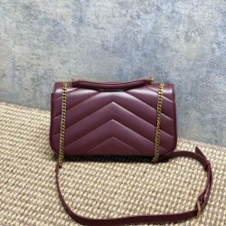 Replica di lusso Borsa piccola YSL Saint Laurent Loulou trapuntata Borgogna Imitazioni Cloni Borsa piccola YSL Saint Laurent Loulou trapuntata Borgogna firmate