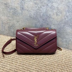 Cloni Borsa piccola YSL Saint Laurent Loulou trapuntata Borgogna firmate