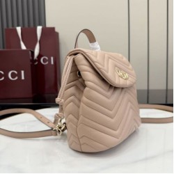 Replica di lusso Zaino Gucci Mini GG Marmont matelassé a chevron Rosa Imitazioni Cloni Zaino Gucci Mini GG Marmont matelassé a chevron Rosa firmate