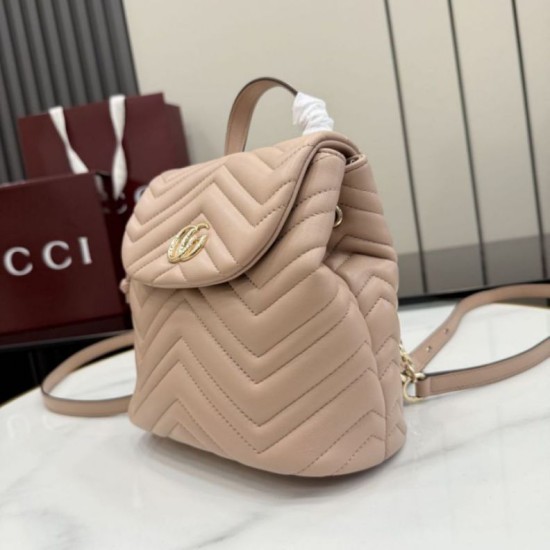 Replica di lusso Zaino Gucci Mini GG Marmont matelassé a chevron Rosa Imitazioni Cloni Zaino Gucci Mini GG Marmont matelassé a chevron Rosa firmate