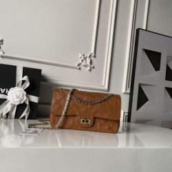 Borse Replica Alta Qualità Chanel Reissue 2.55 26S pelle rugosa/gonfia Double Flap A37586 Giallo