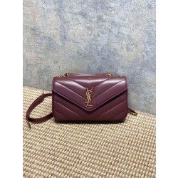 Borsa piccola YSL Saint Laurent Loulou trapuntata Borgogna