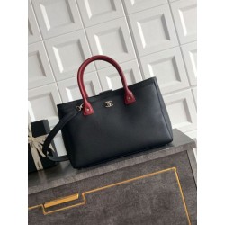 Borsa tote grande Chanel Executive Cerf nera/bordeaux